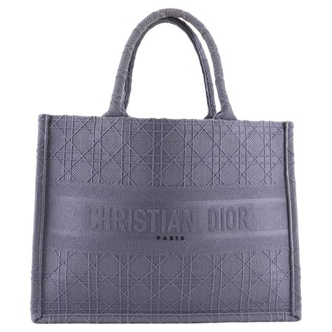 Small Dior Book Tote Gray Cannage Embroidery